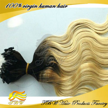 fashionable two color brazilian ombre micro loop ring hair extension